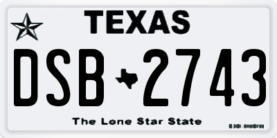 TX license plate DSB2743