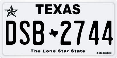 TX license plate DSB2744