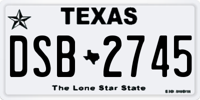 TX license plate DSB2745