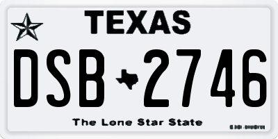 TX license plate DSB2746