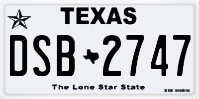 TX license plate DSB2747