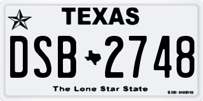 TX license plate DSB2748