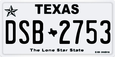 TX license plate DSB2753