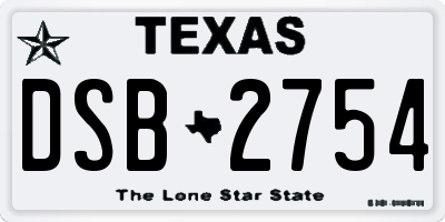 TX license plate DSB2754