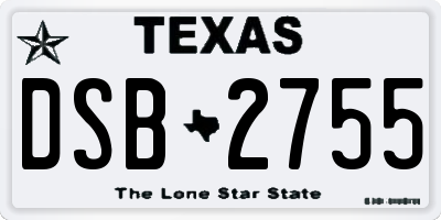 TX license plate DSB2755