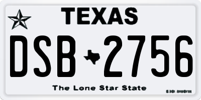 TX license plate DSB2756