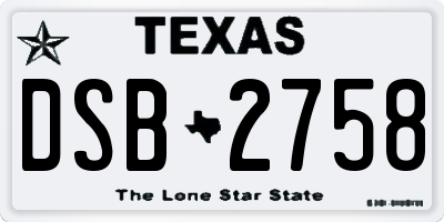 TX license plate DSB2758