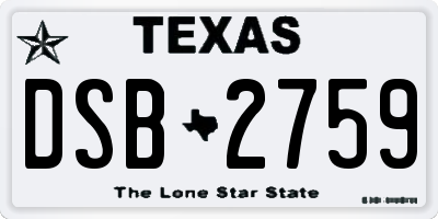 TX license plate DSB2759