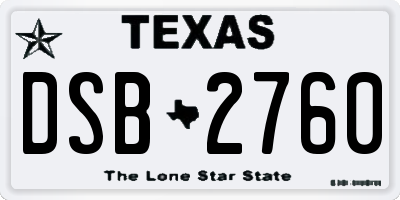 TX license plate DSB2760