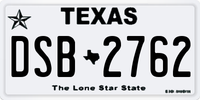TX license plate DSB2762