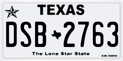 TX license plate DSB2763