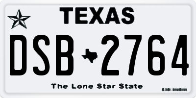 TX license plate DSB2764