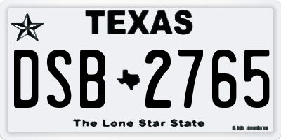 TX license plate DSB2765