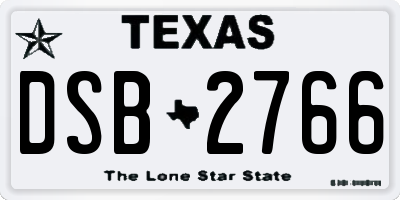 TX license plate DSB2766