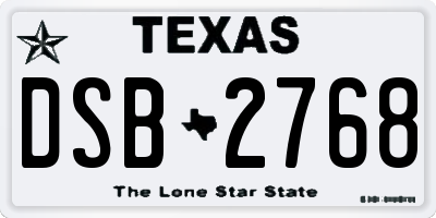 TX license plate DSB2768