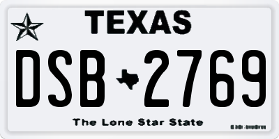 TX license plate DSB2769