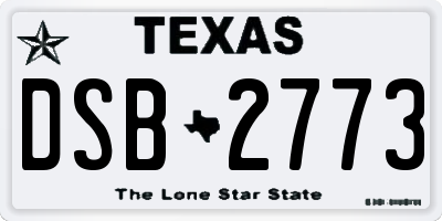 TX license plate DSB2773