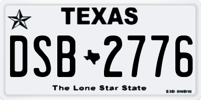 TX license plate DSB2776