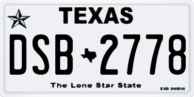 TX license plate DSB2778
