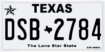 TX license plate DSB2784