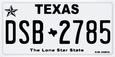 TX license plate DSB2785