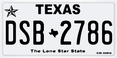 TX license plate DSB2786