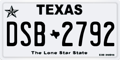 TX license plate DSB2792