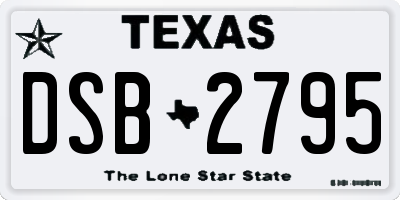 TX license plate DSB2795