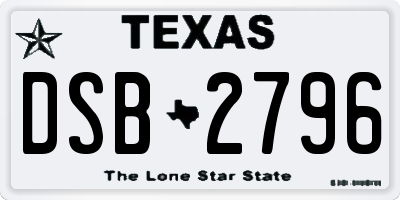 TX license plate DSB2796