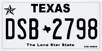 TX license plate DSB2798