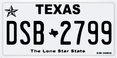 TX license plate DSB2799