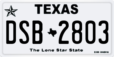 TX license plate DSB2803