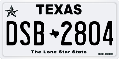 TX license plate DSB2804