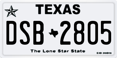 TX license plate DSB2805