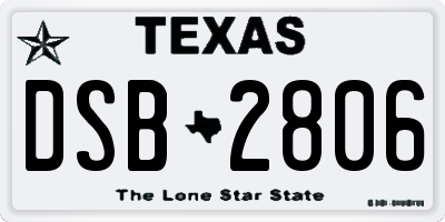 TX license plate DSB2806
