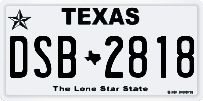 TX license plate DSB2818