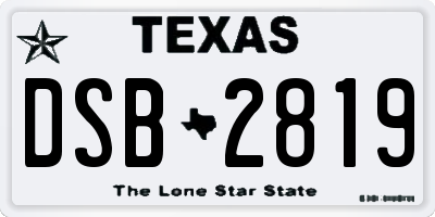 TX license plate DSB2819