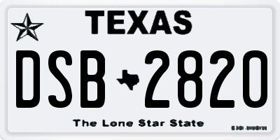 TX license plate DSB2820