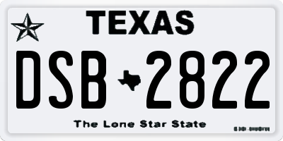 TX license plate DSB2822