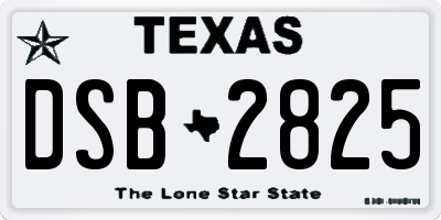 TX license plate DSB2825