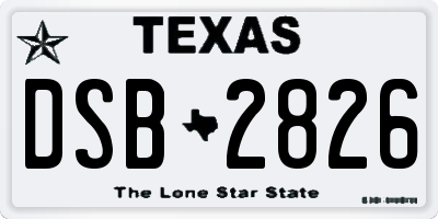 TX license plate DSB2826