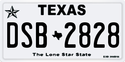 TX license plate DSB2828