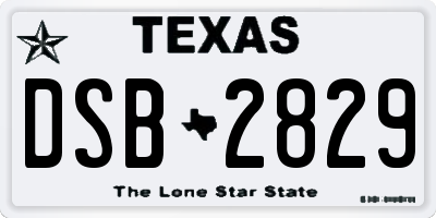 TX license plate DSB2829