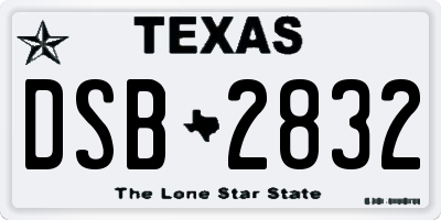 TX license plate DSB2832