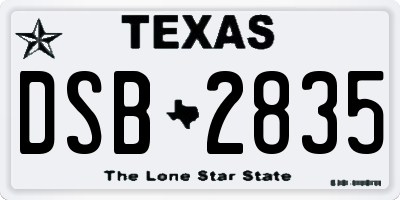 TX license plate DSB2835