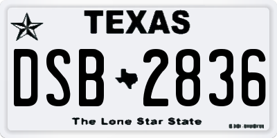 TX license plate DSB2836