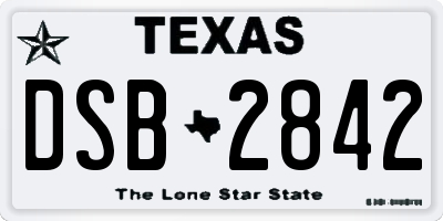 TX license plate DSB2842