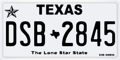TX license plate DSB2845