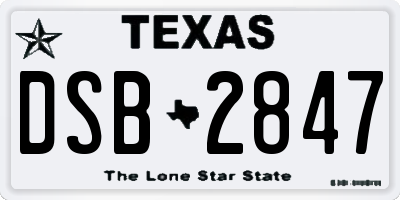 TX license plate DSB2847