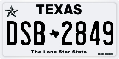 TX license plate DSB2849